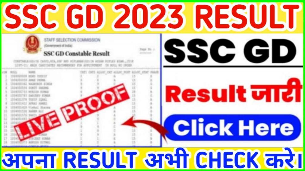 SSC GD Result 2023 OUT, GD Constable Result Download Direct link