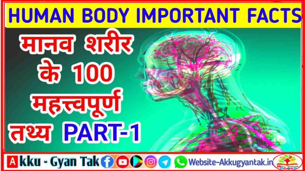 Human body (मानव शरीर) 100 Important fact part -1 | GK FACT | HUMAN मानव शरीर