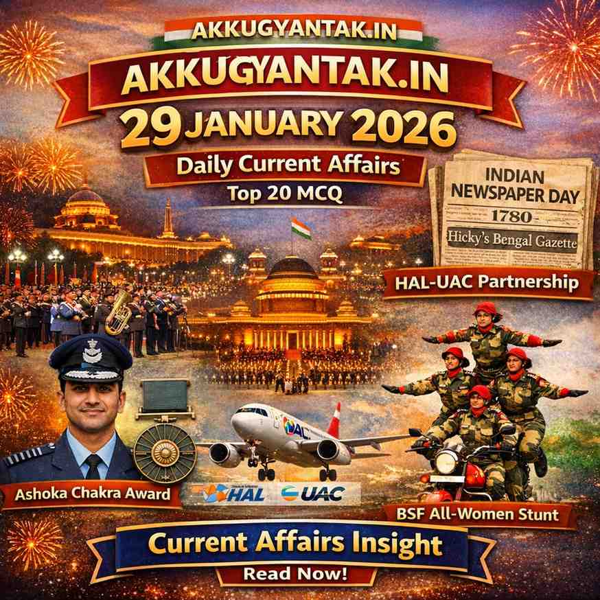 29 January Current Affairs। 29 जनवरी 2026: ‘अजेय भारत’ दैनिक करंट अफेयर्स (Top 20 MCQ)